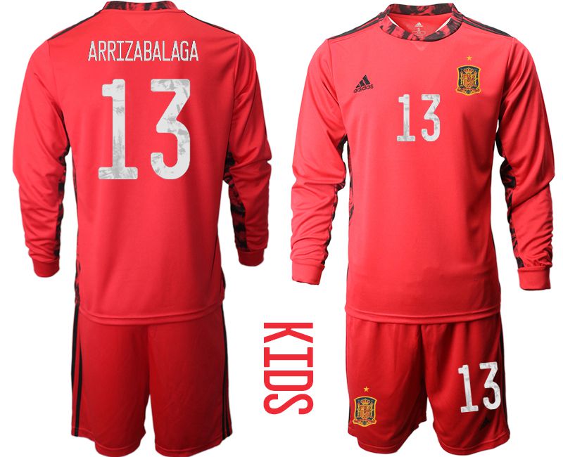Youth 2021 World Cup National Spain red goalkeeper long sleeve #13 Soccer Jerseys->->Soccer Country Jersey